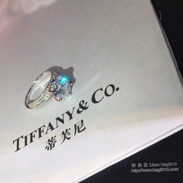 Tiffany純銀飾品 蒂芙尼女士專櫃爆款六爪奢侈雙排鑽戒指  zgt1738
